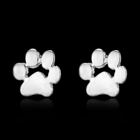 Jewelry - NWOT Silver Paw Prints Studs.